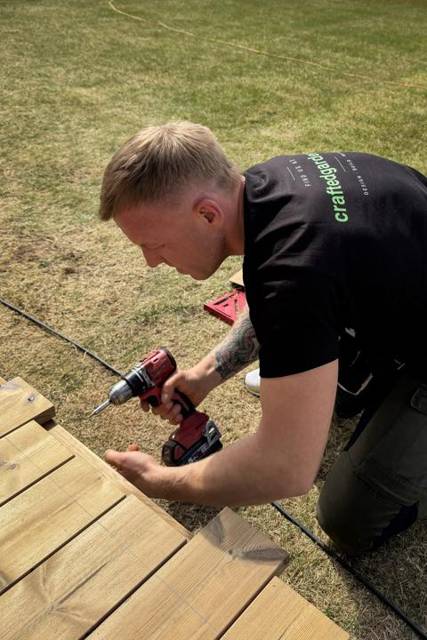 Drilling timber deck boards before fixing